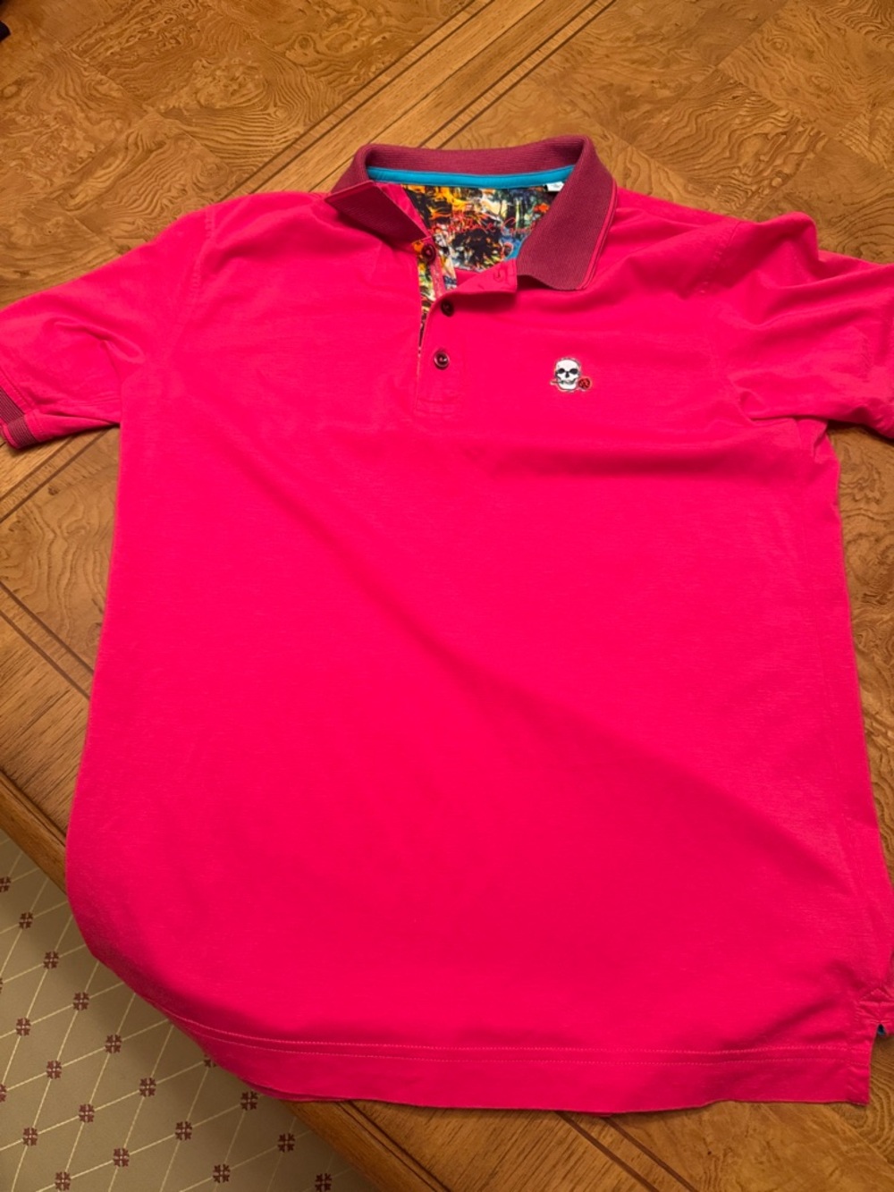 Classic Men's Hot Pink Robert Graham Polo with Contrast Collar